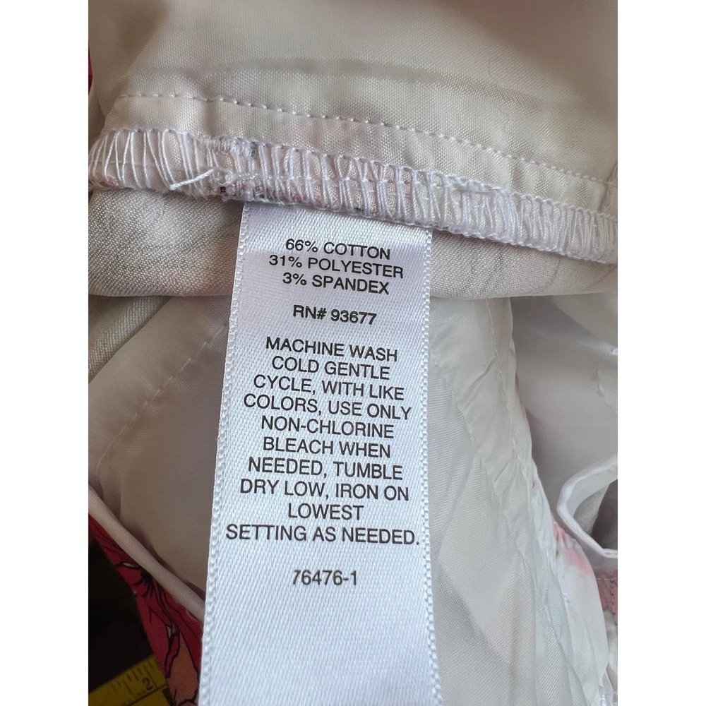 LIZ CLAIBORNE Emma Slim Leg Ankle Pants 14 White Floral Pink Orange Stretch NWT - Picture 10 of 16